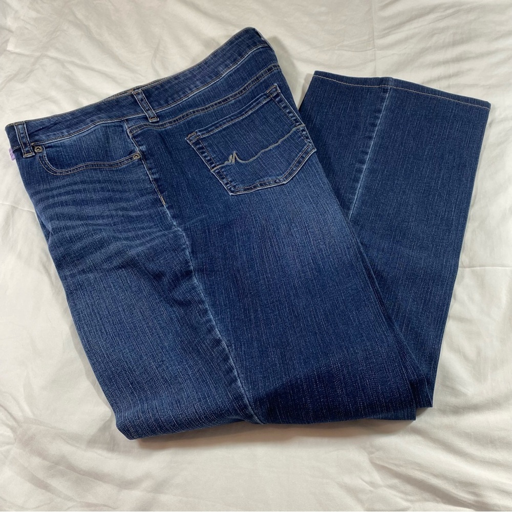 Maurices Mid Rise Relaxed Jeans Blue Jeans Sz 14Reg Embroidered Pockets …